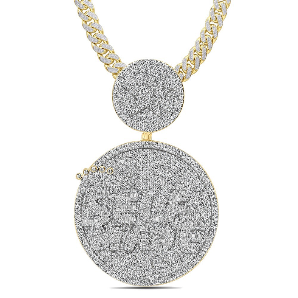 179+ Grams 3.25″ VVS1/D 65.65 Ctw. “Self Made” Crown Face Charm Pendant Chain