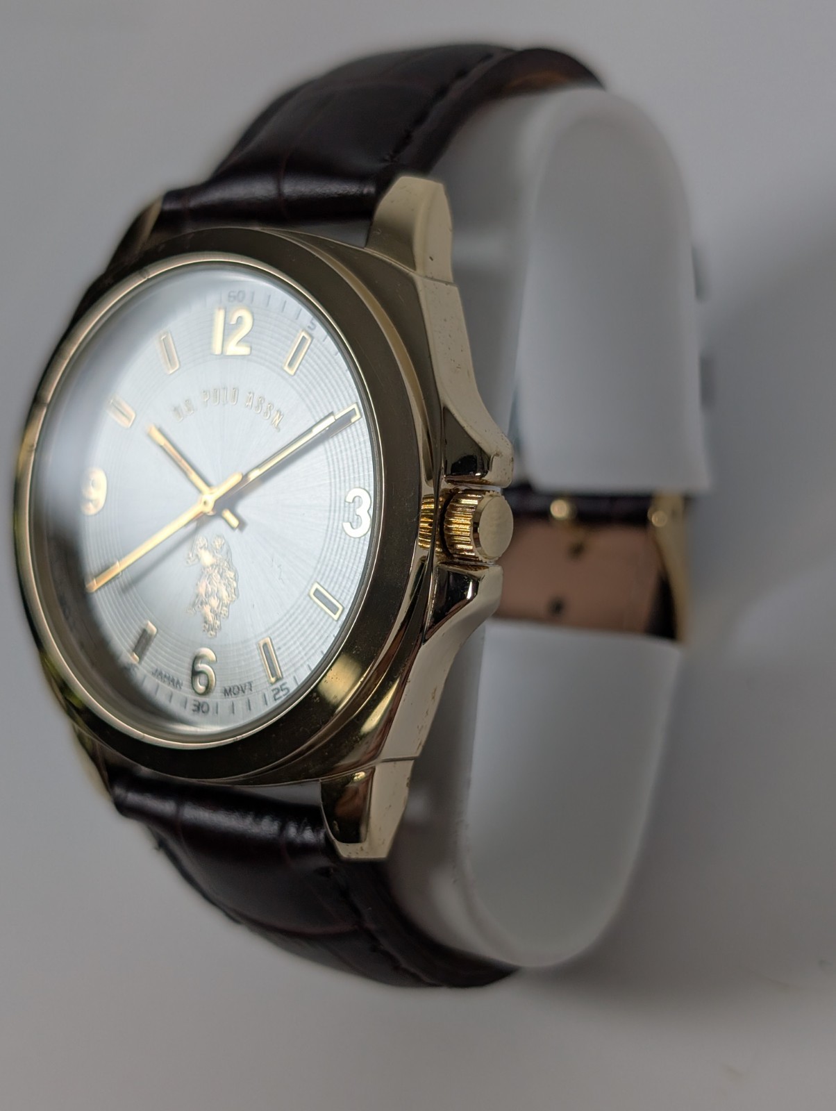 U.S Polo Assn. USC50011 Watch Brown Leather Strap 41mm NEW BATTERY