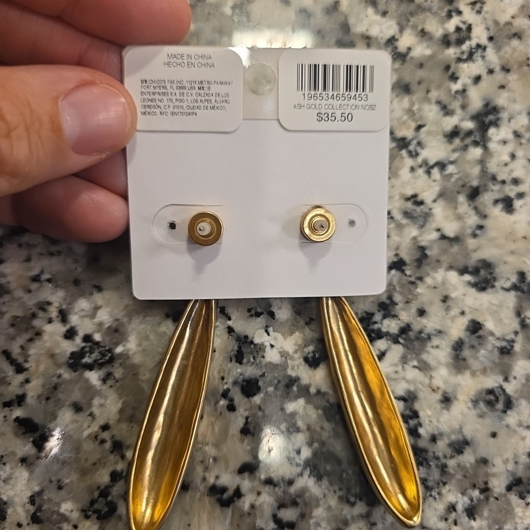 NEW Chico’s Gold Tone Drop Earrings