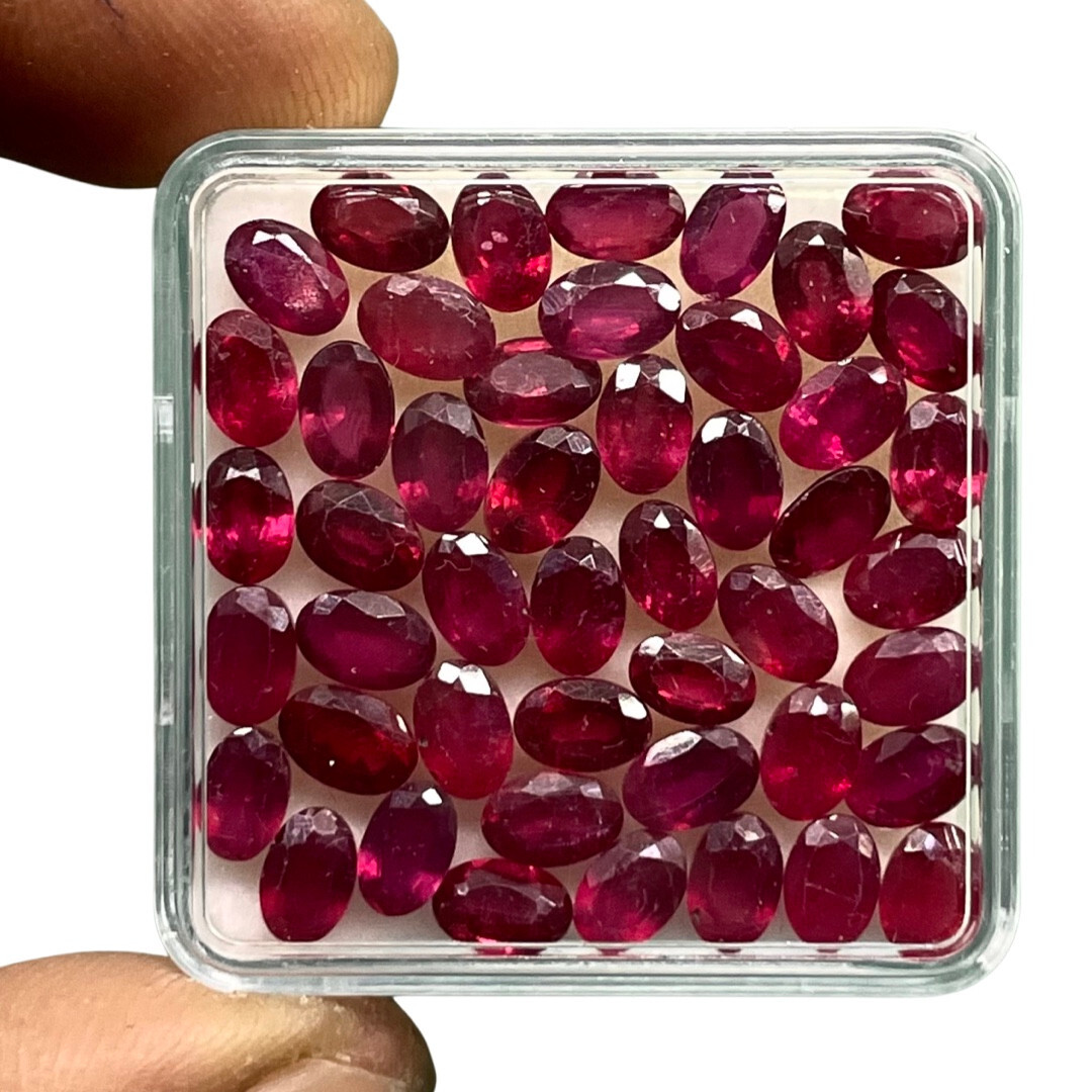 12 Pcs Natural Ruby 6x4mm Oval Cut Rich Sparkling Red Gemstones Wholesale Lot