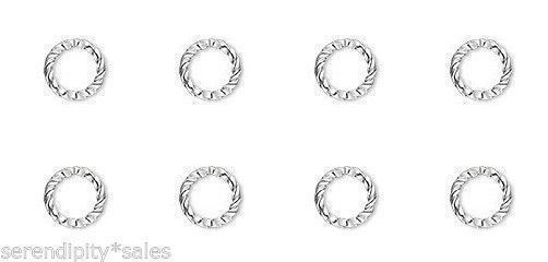 50 Silver Plated Open Jump Rings Fancy Twisted Design 8mm 16 gauge (Brass)