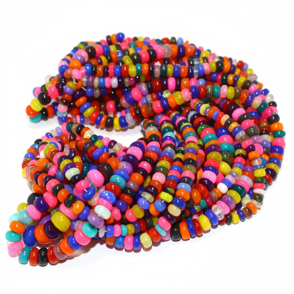 Multi Color Opal Beads Strand 4-5mm Rondelle Gemstone 16 Inch Jewelry Making