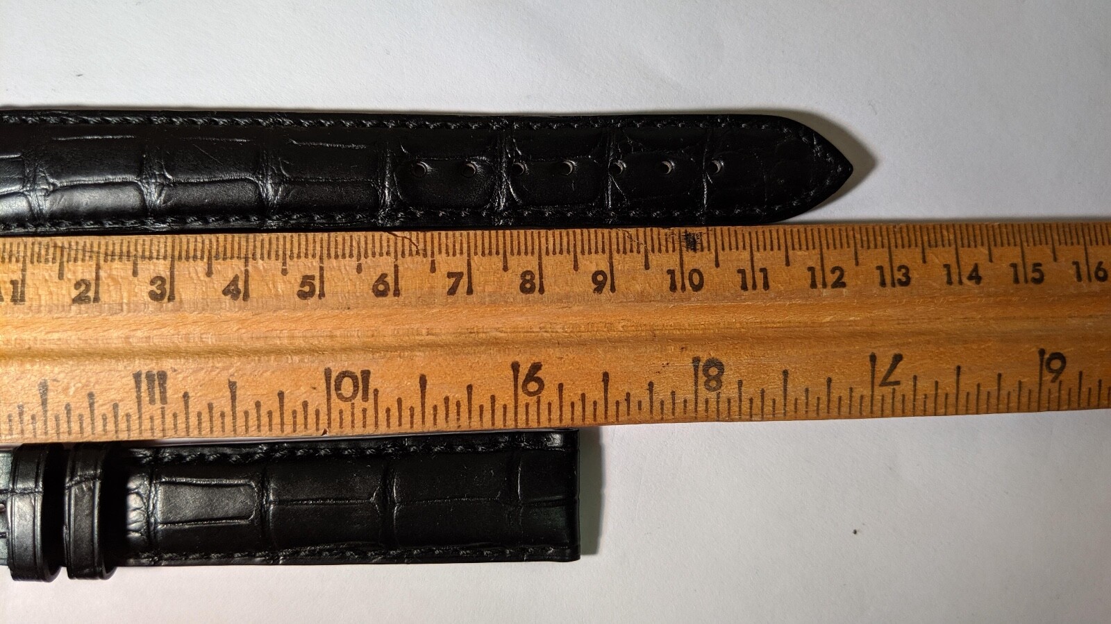 Longines BAND BLACK CROCO 18/16mm, 125/85mm LENGTHS – LONG BAND! NEW