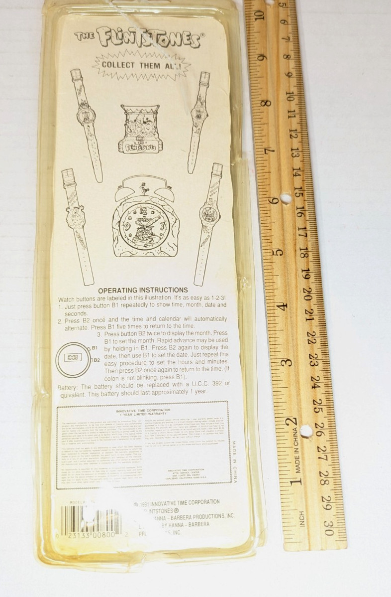 1991 The Flintstones Skateboard Watch Innovative Time Hanna Barbera Fred Barney