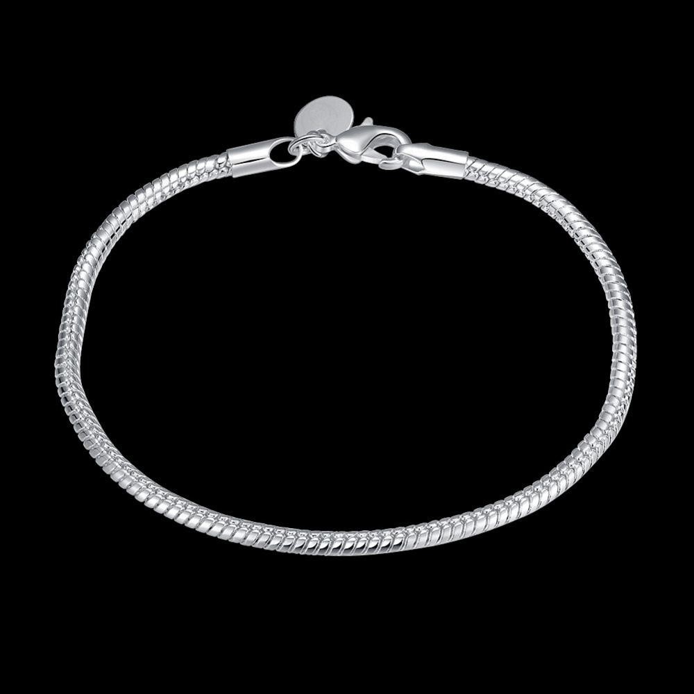 925 Sterling Silver 16-23cm 3mm Snake Chain Bracelet for Women Men Fashion