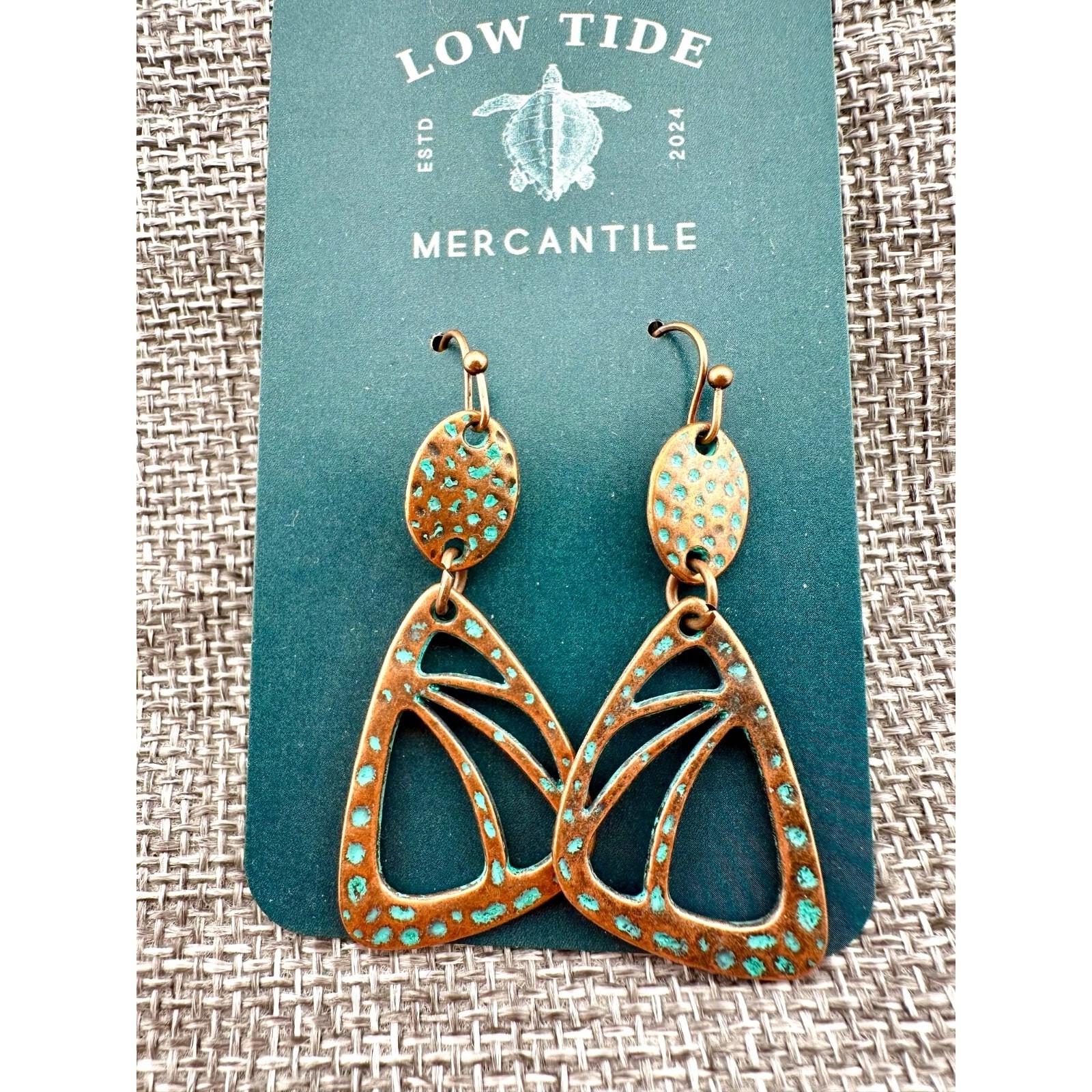 Boho Butterfly Wings Hammered Copper Alloy Earrings