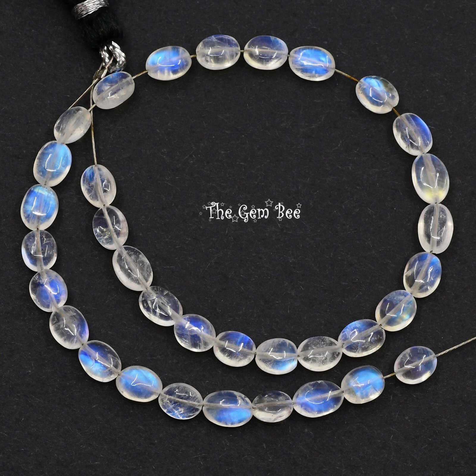 20CT Fine Rainbow Moonstone Smooth Oval Nugget Beads 8 inch strand