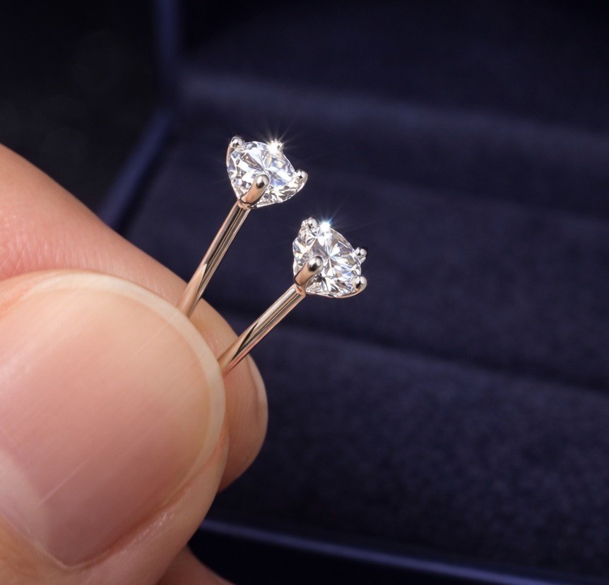0.4ct tw moissanite Stud earrings 0.2ct Each Platinum Butterfly Push Backs VVS