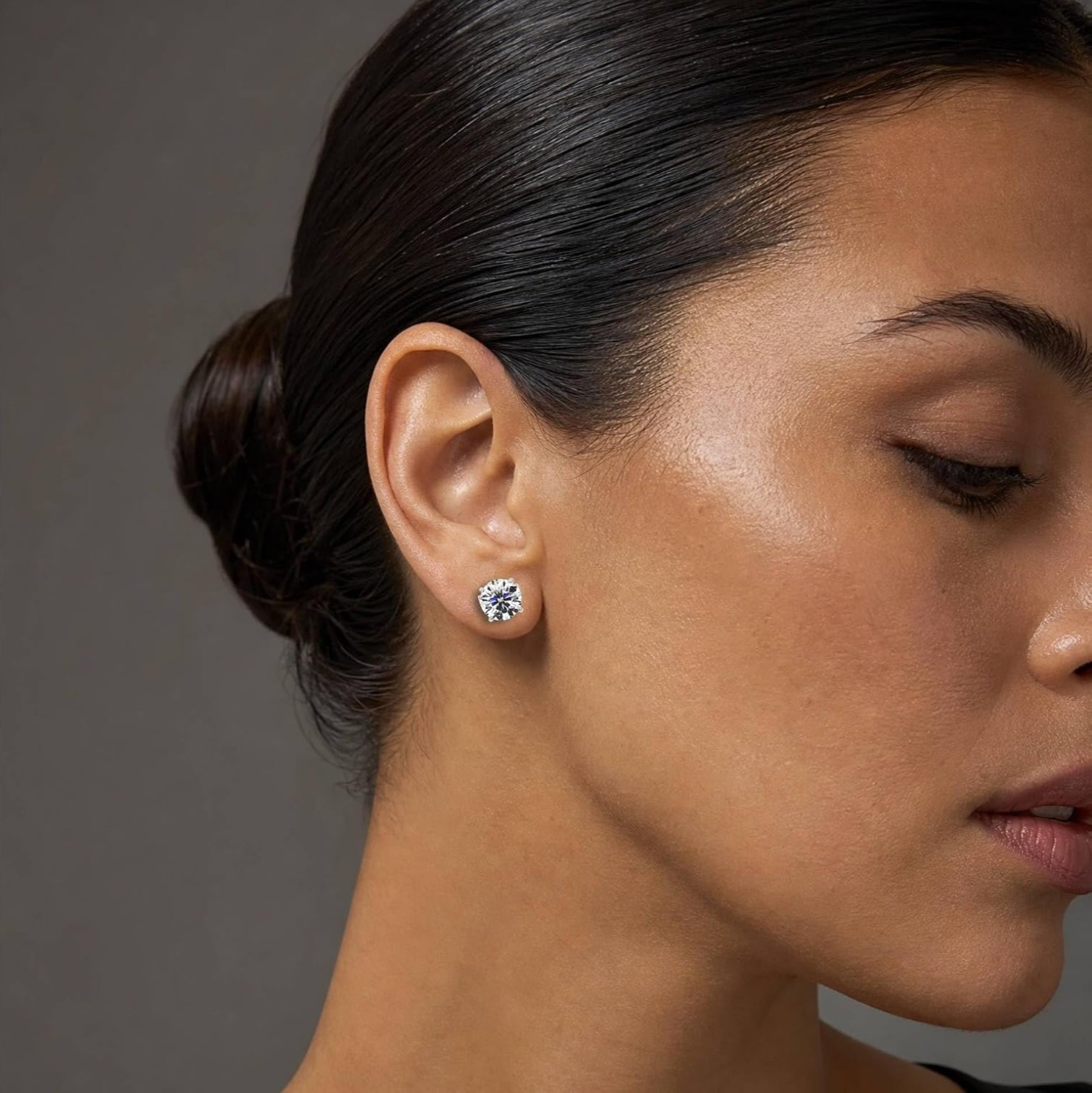 2.02 CTW Round Lab Created Diamond Earrings • 14K White Gold Lightweight Basket
