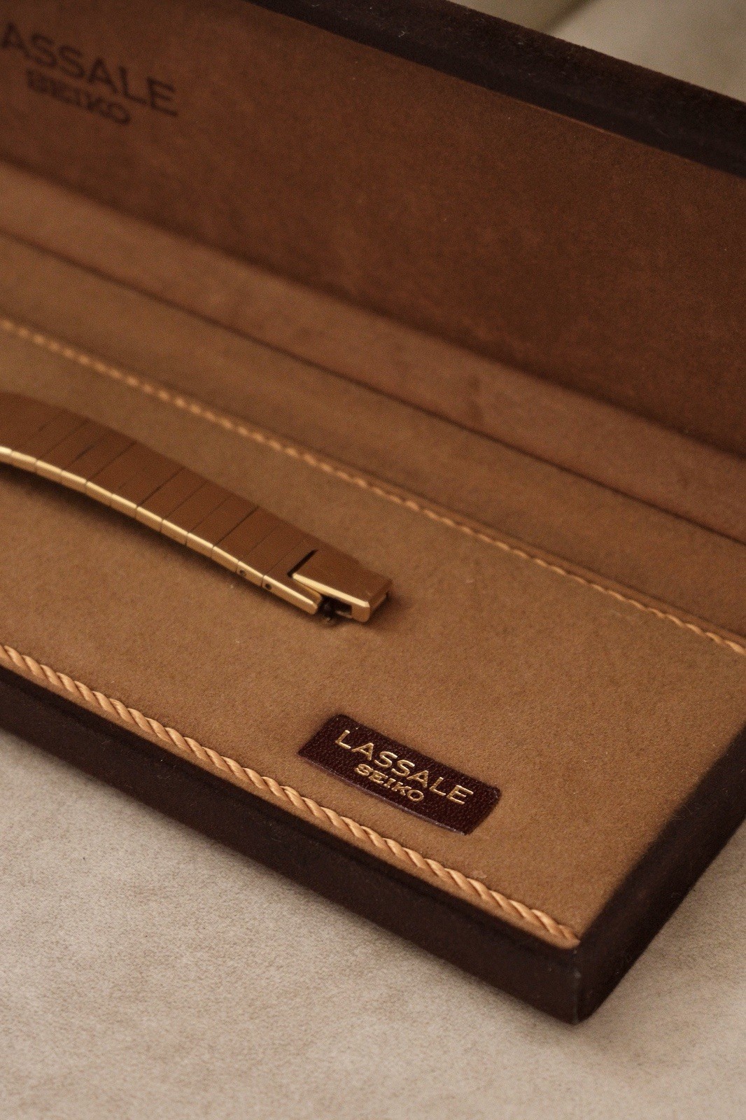 90s Vintage Ladies Ultra Thin Tank Lassale Seiko Gold Plated Watch in Box