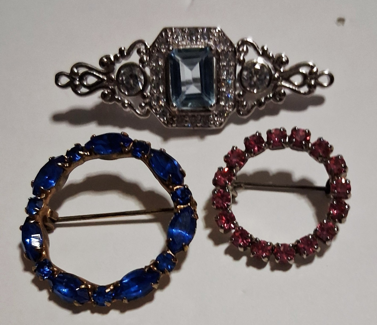 Cluster 3 Pins Vintage 2 Circle & 1 Bar Pins Alexandrite