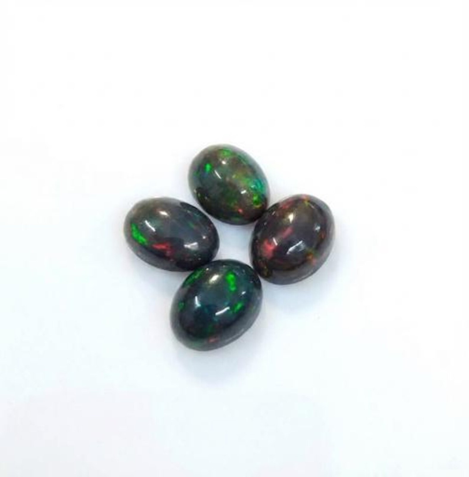 Natural Black Ethopian Opal Oval Cabochon 3x5mm To 8x10mm Loose Gemstone