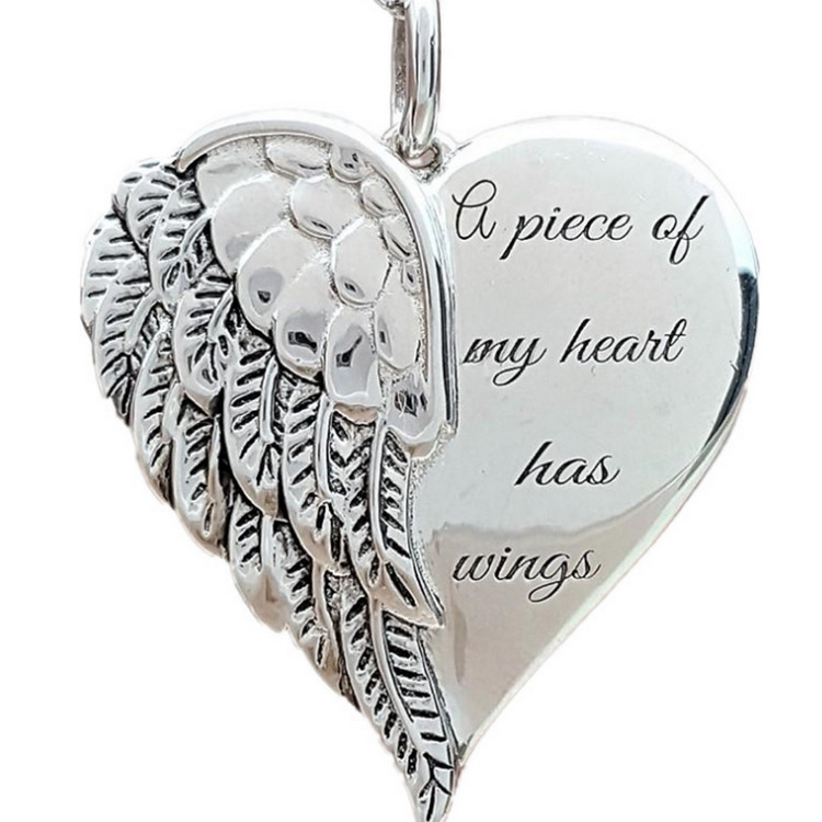 A Piece of My Heart Has Wings Angel Heart Memorial Pendant Keepsake Necklace