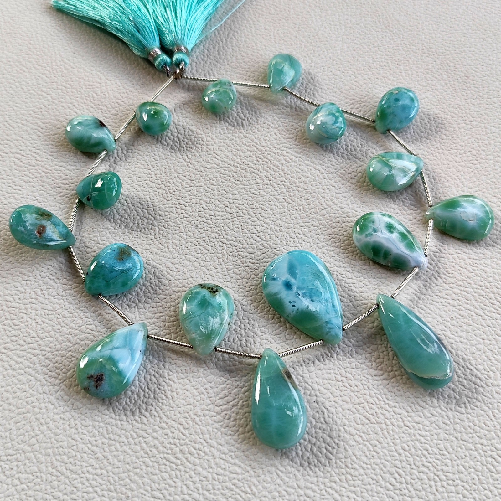 Larimar Gems Pear Shape 14×10 to 26x18mm Big Size Beads 10.5″ Strand