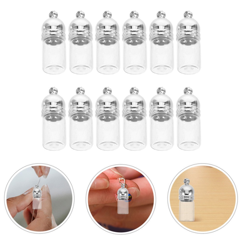 12 Pcs Essential Oil Bottle Pendant Glass Key Ring Drifting Wishing