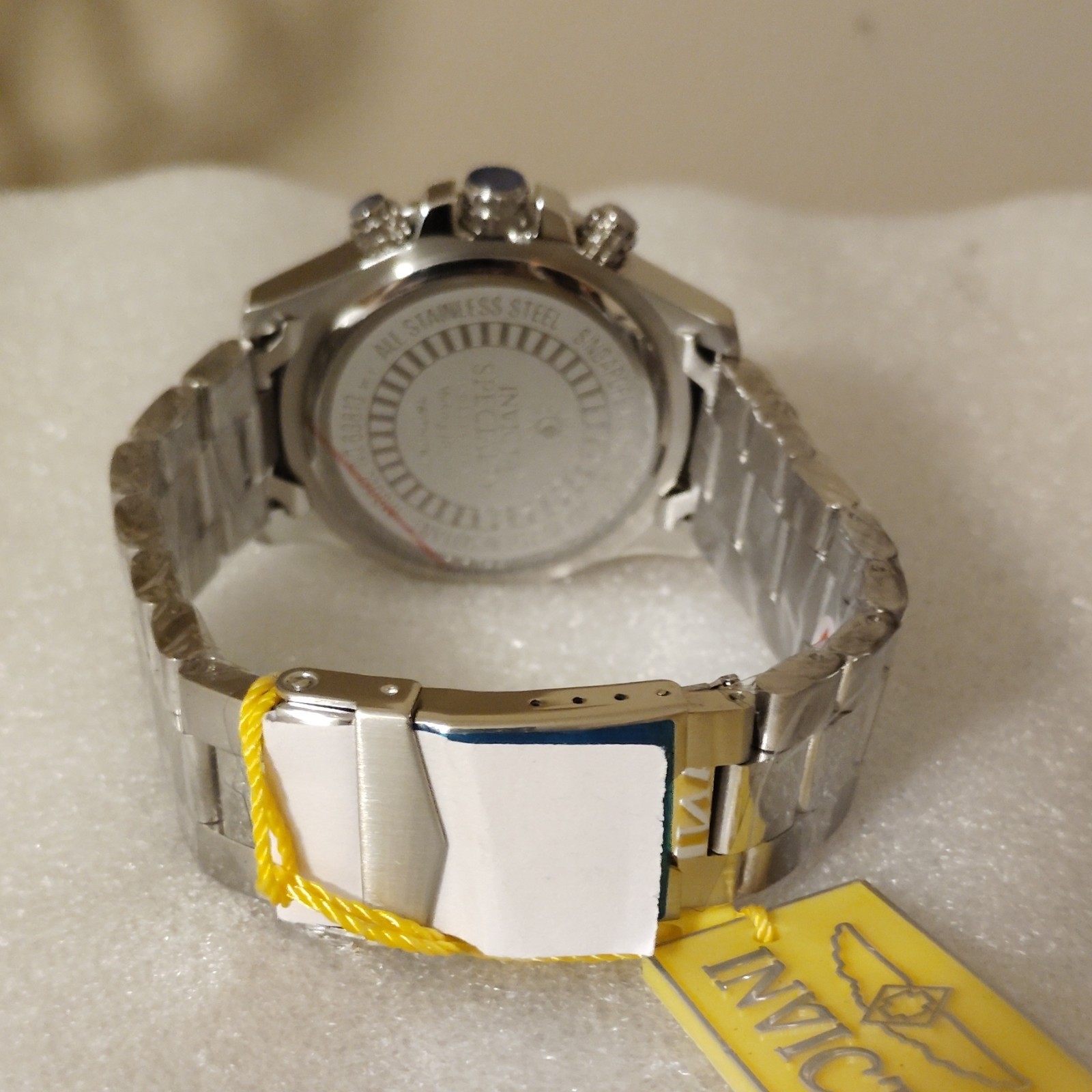 Invicta Men’s Analog Chronograph Quartz Black Dial SS Silver Bracelet Tachymeter