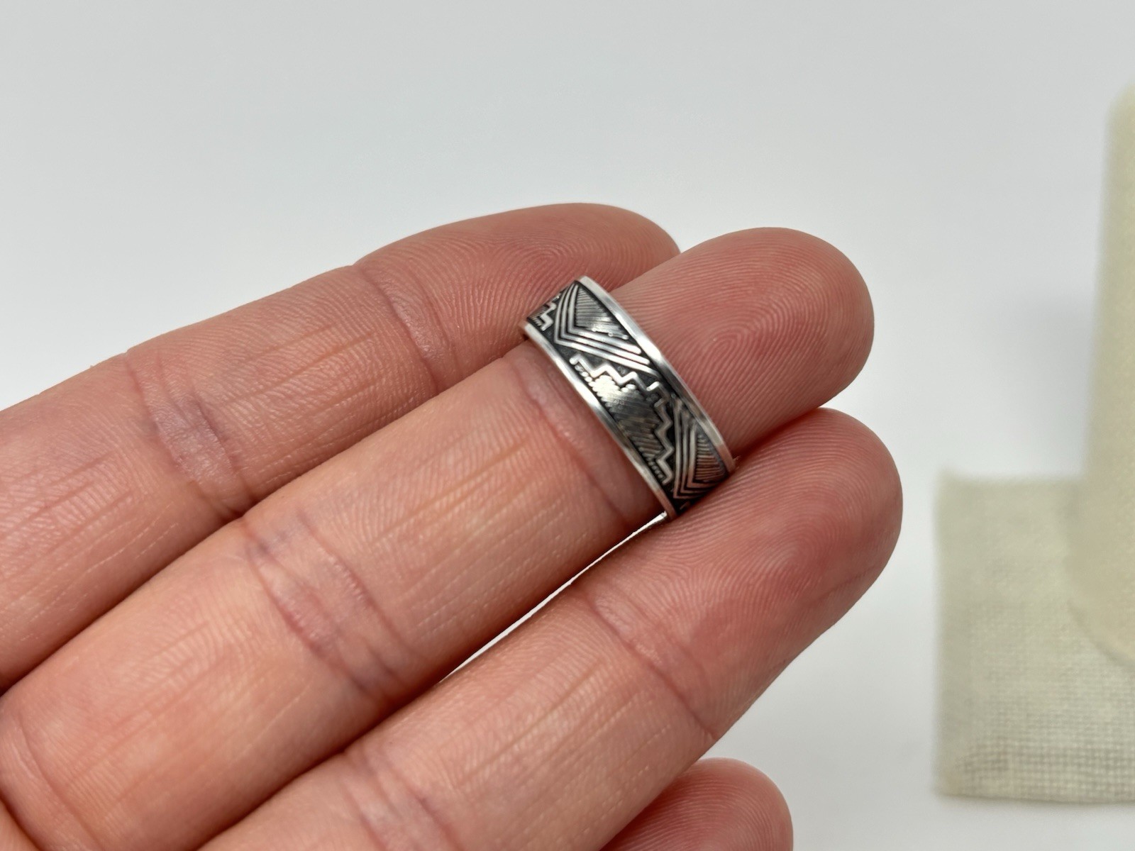 Sterling Silver Mayan Pyramid Aztec Band Ring Sz 6.25 WM Wheeler Manufacturing