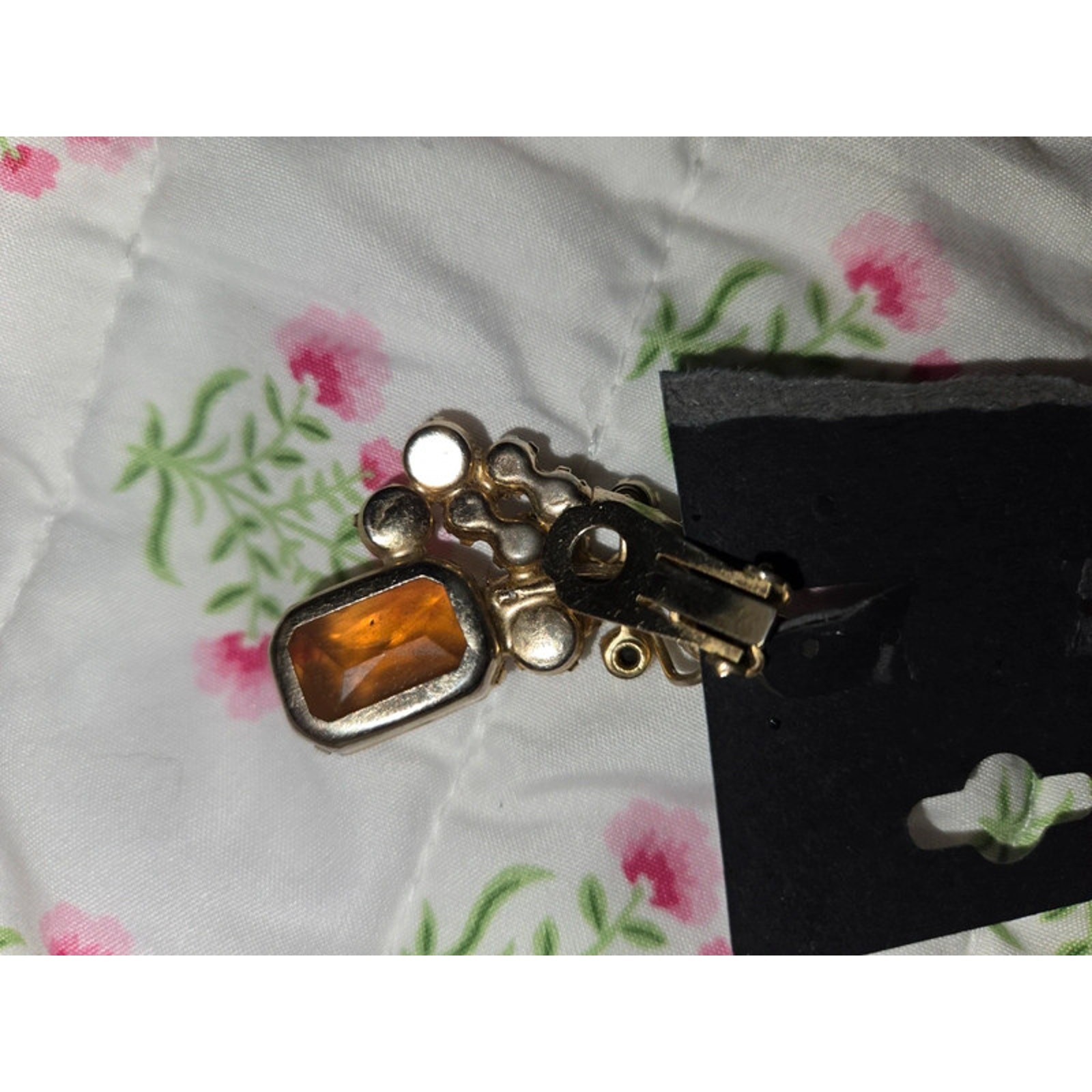 Vintage Julianna Amber and glass clip on Earrings