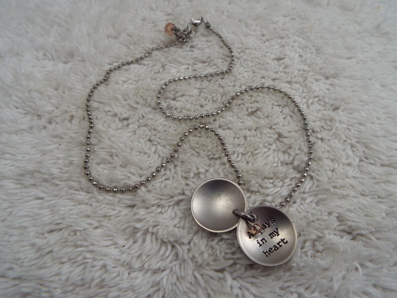 Always In My Heart Silvertone Pendant Necklace (C29)
