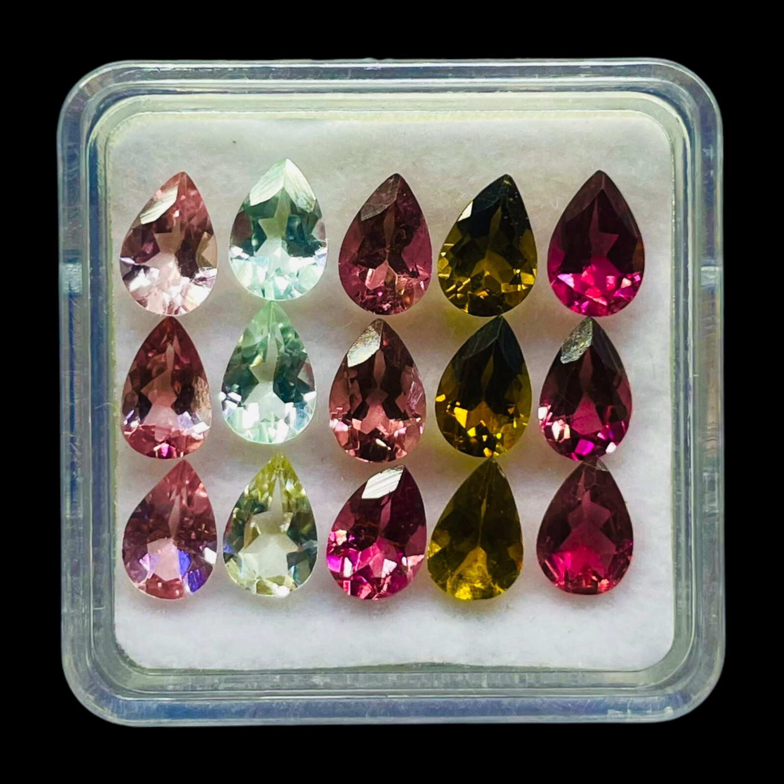 VVS 15 Pcs Natural Multi Tourmaline 6x4mm Pear Cut Loose Untreated Gemstones Lot