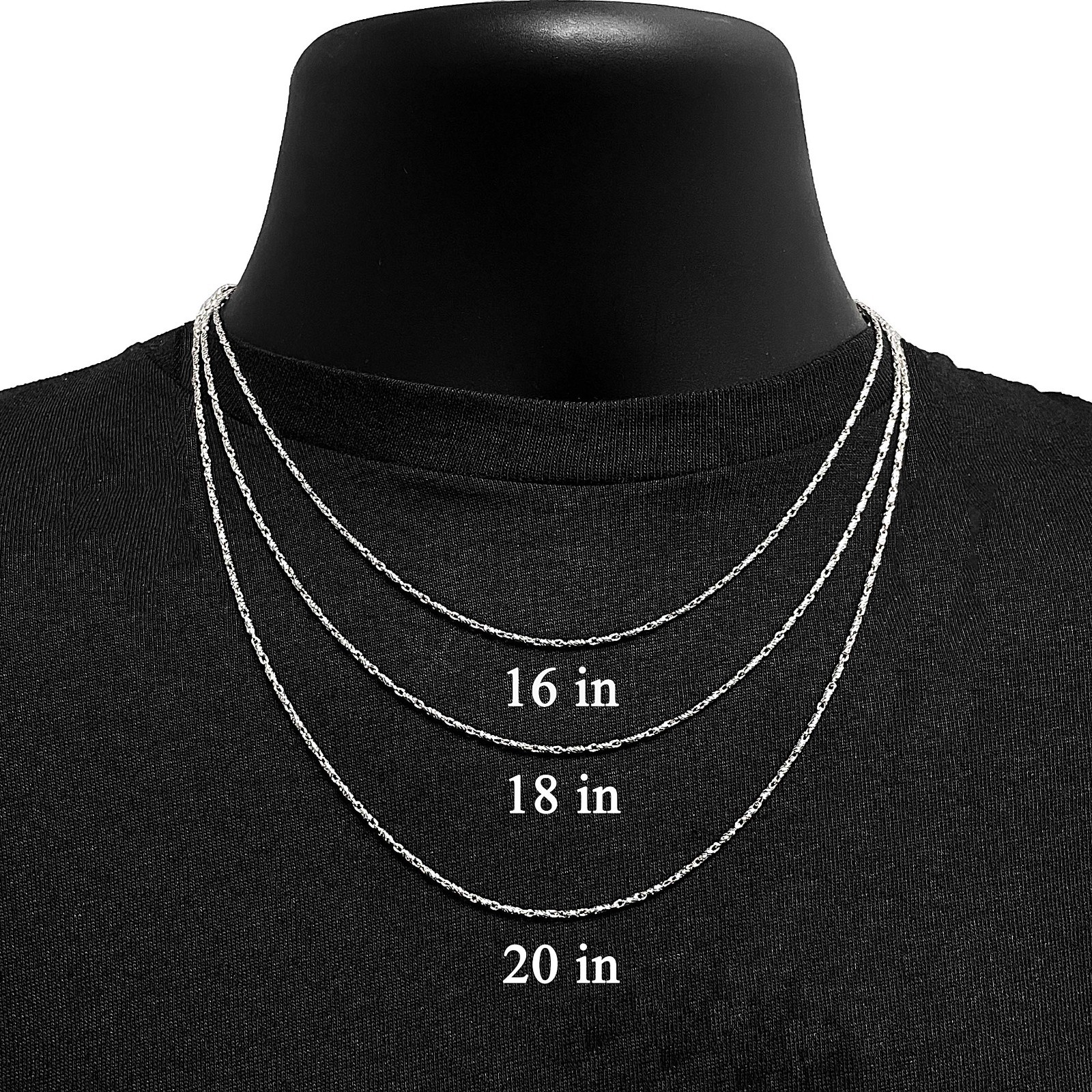 Italian 14k White Gold Solid Diamond Cut Raso Chain Necklace 16″ 1.4mm 5.9 grams