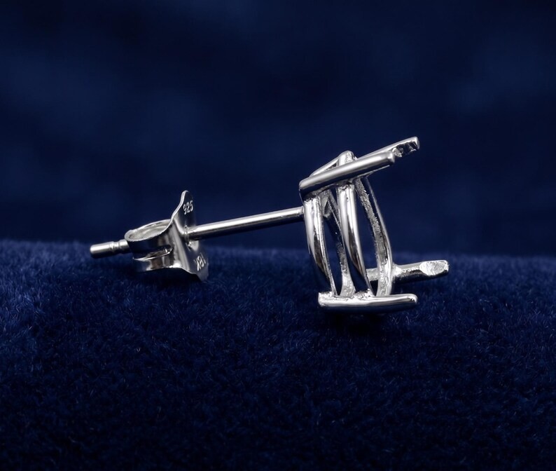 925 Sterling Silver 5x7mm Pear Prong Stud Earrings Semi Mount Jewelry Setting