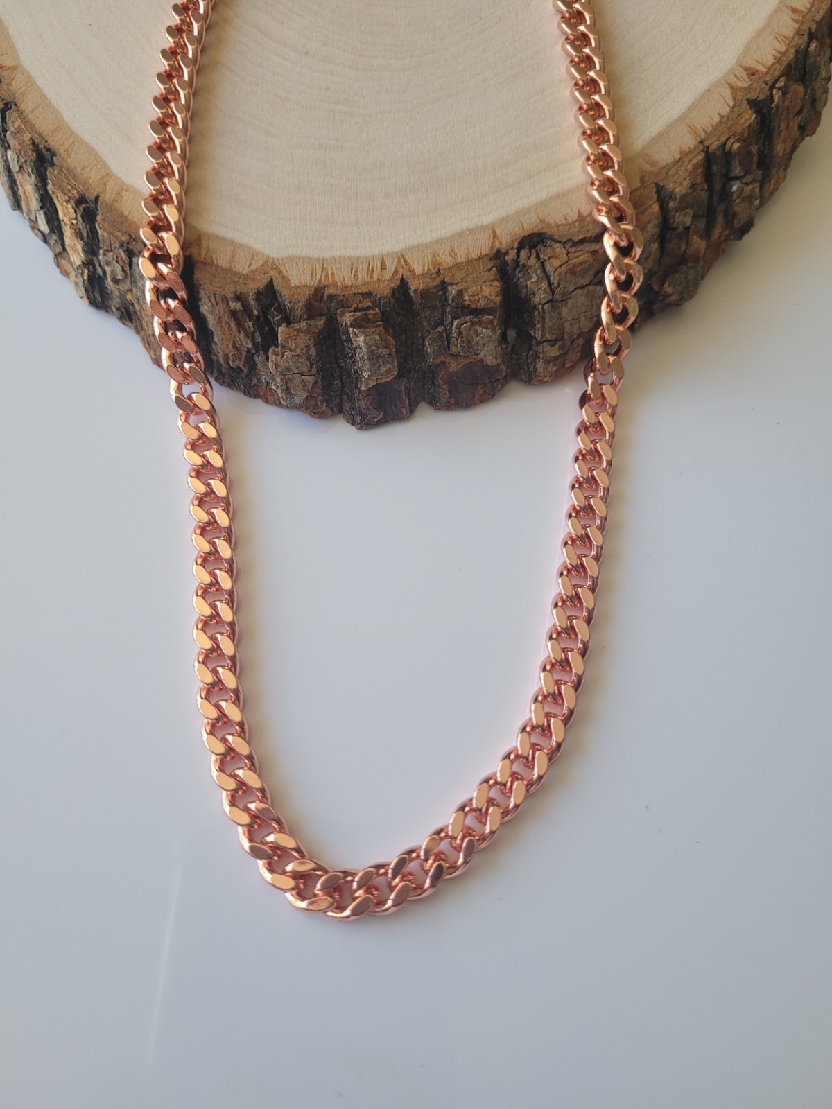 Pure Copper Cuban 12mm Chain Necklace Curb Link Arthritis Therapy 163gr Necklace