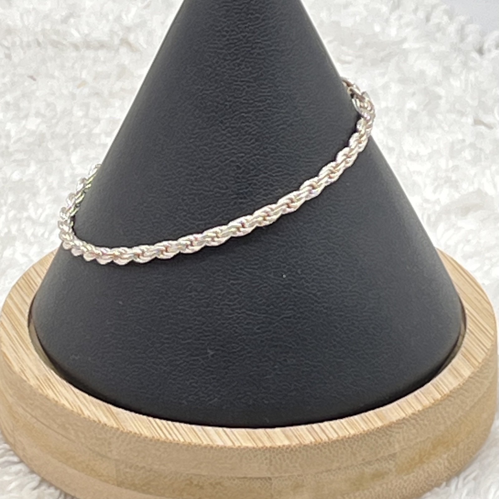 Sterling Silver Bracelet Rope Chain Swirl 5 Grams Stamped KC 925 Italy 7″