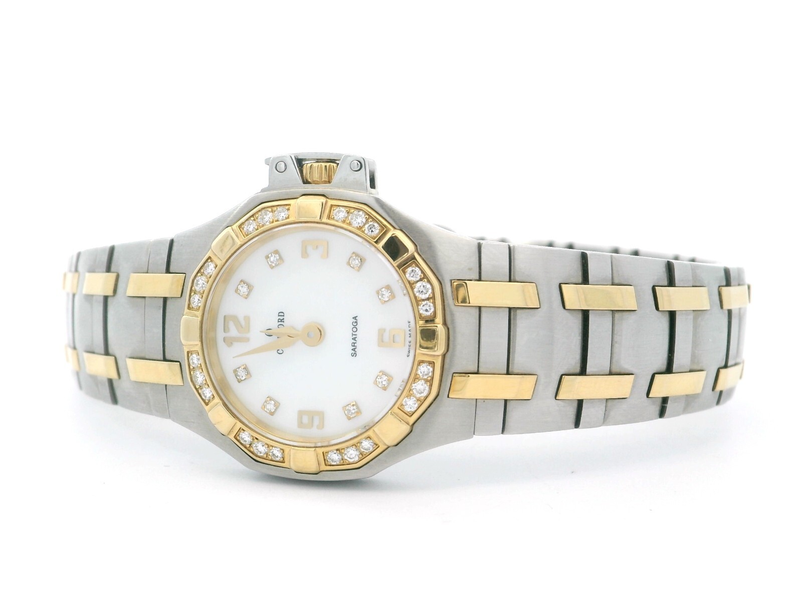Concord Saratoga Two-Tone Stainless Steeel & 18K Gold Plated Watch w/ Dia. Bezel