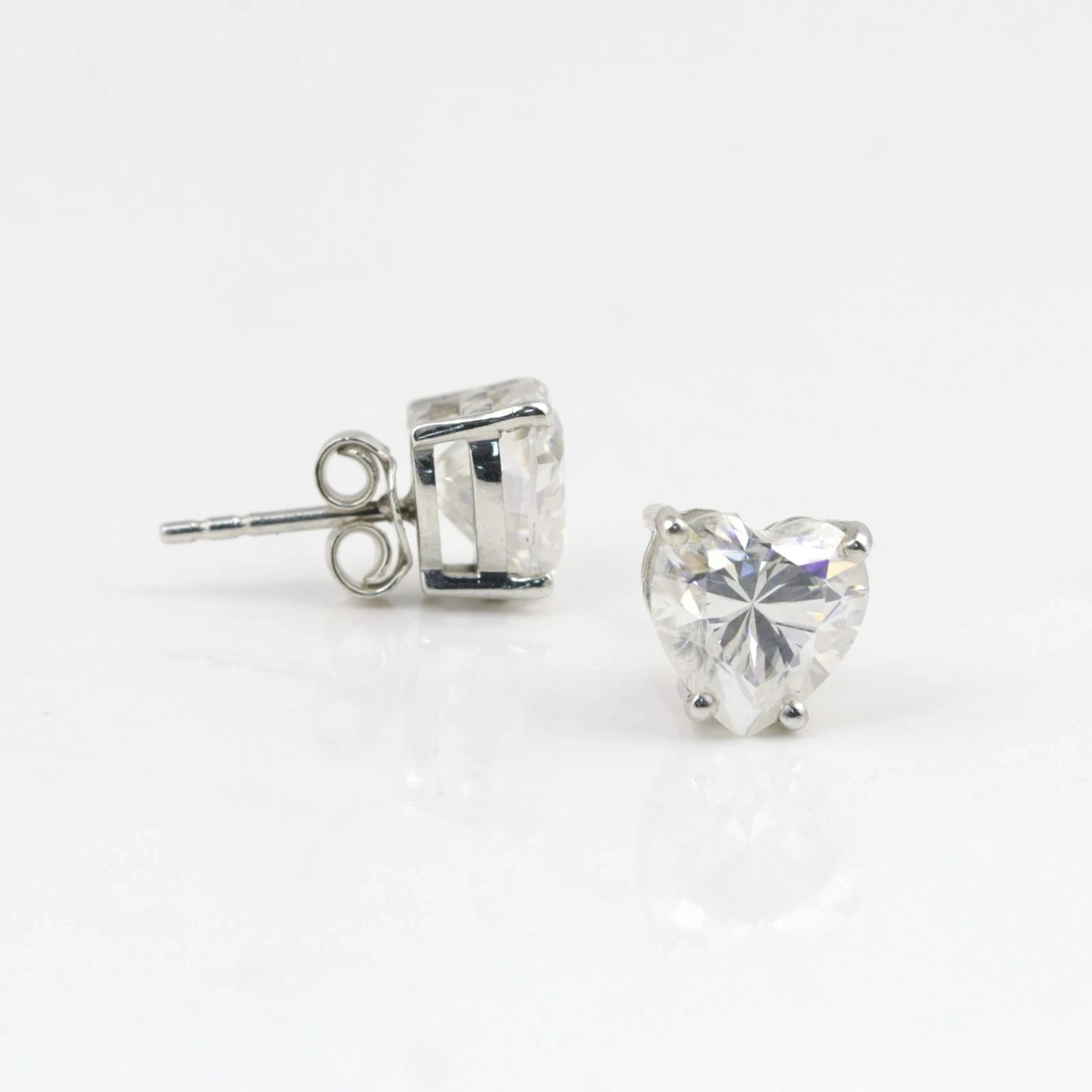 Rare Certified 5 Ct White Diamond Stud Earrings 14k White Gold Plated