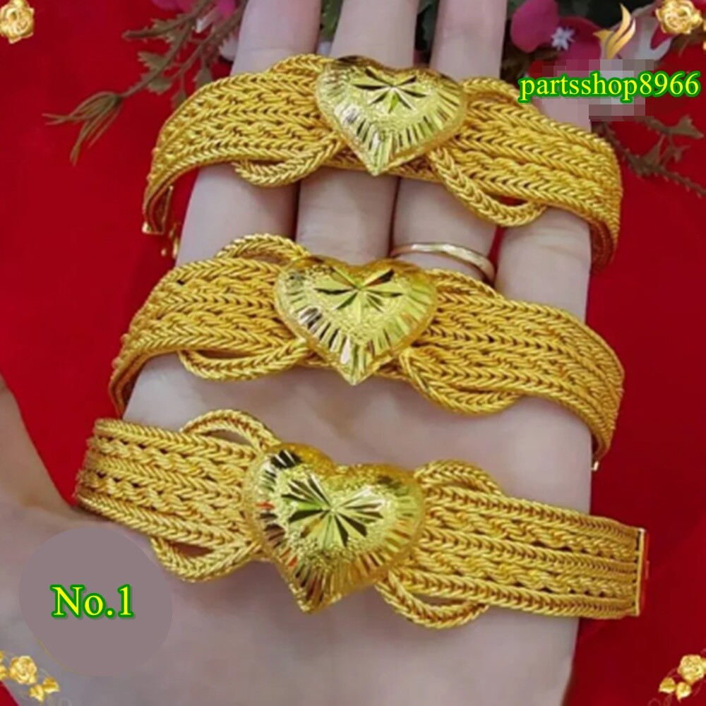 Bracelet Thai Gold Plated 24k Solid Yellow Chain Pendant Jewelry Heart 3 Baht