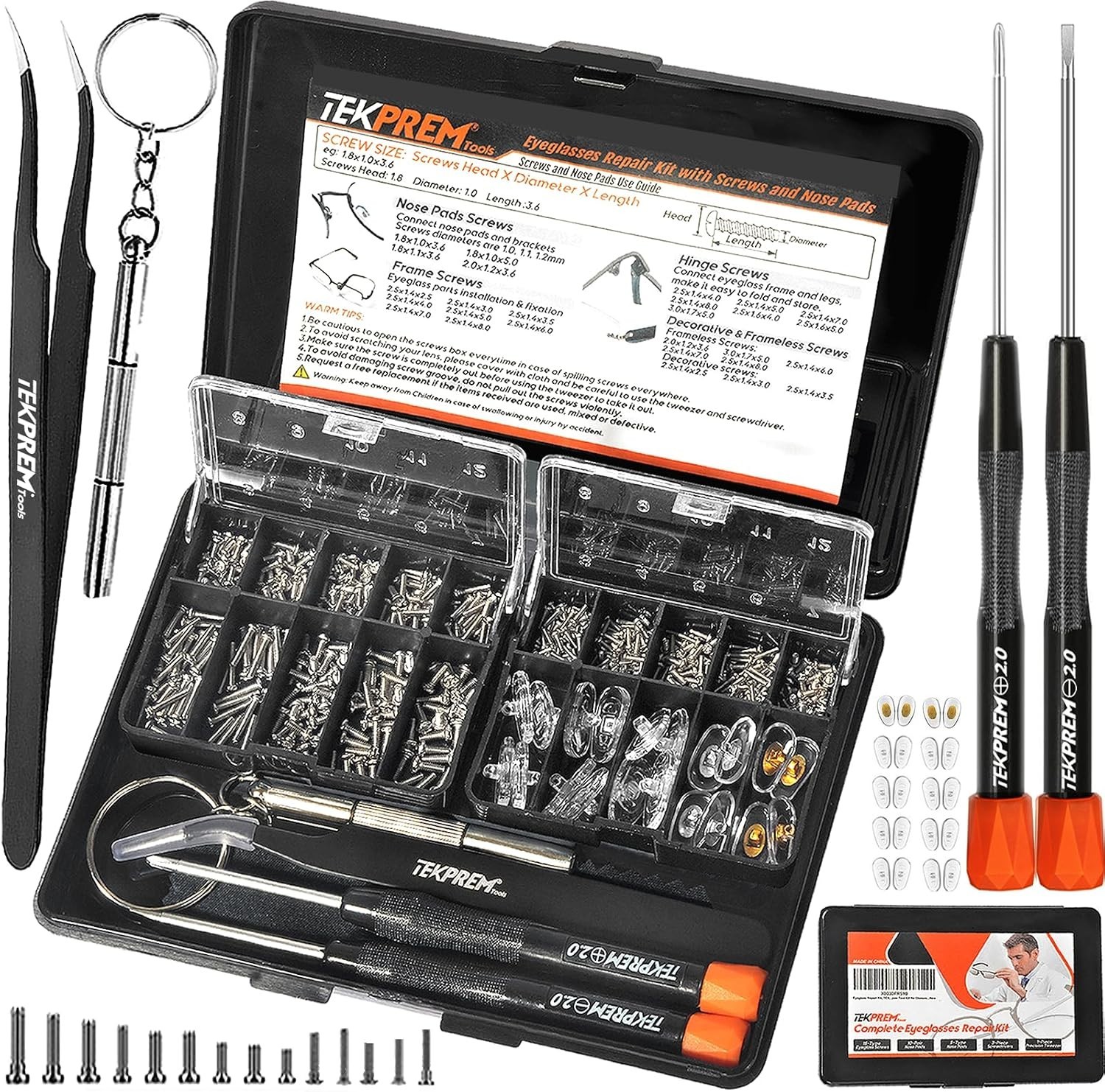 Magnetic Eyeglass Repair Tool Kit with Screws and Nose Pads for Effortless Fixes