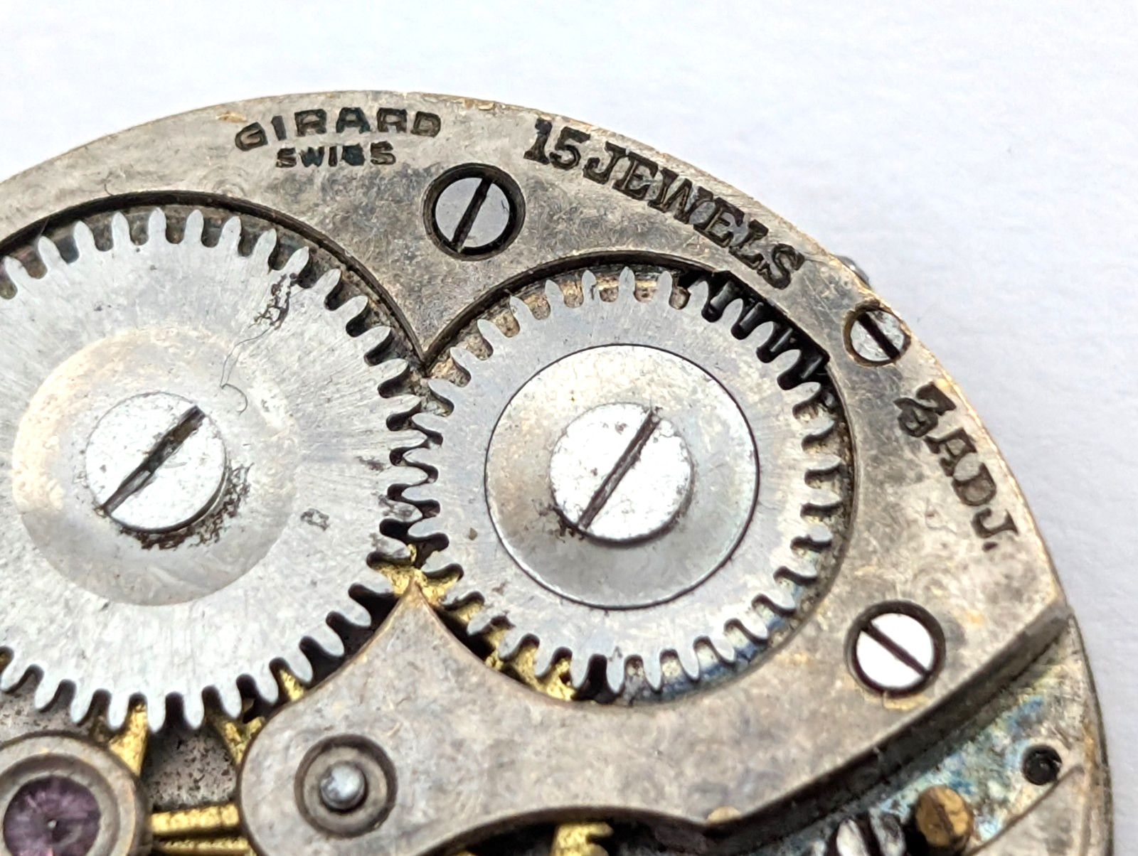 GIRARD 15j Art Deco Textured Dial Ladies 24mm Swiss Watch Movement PARTS REPAIR