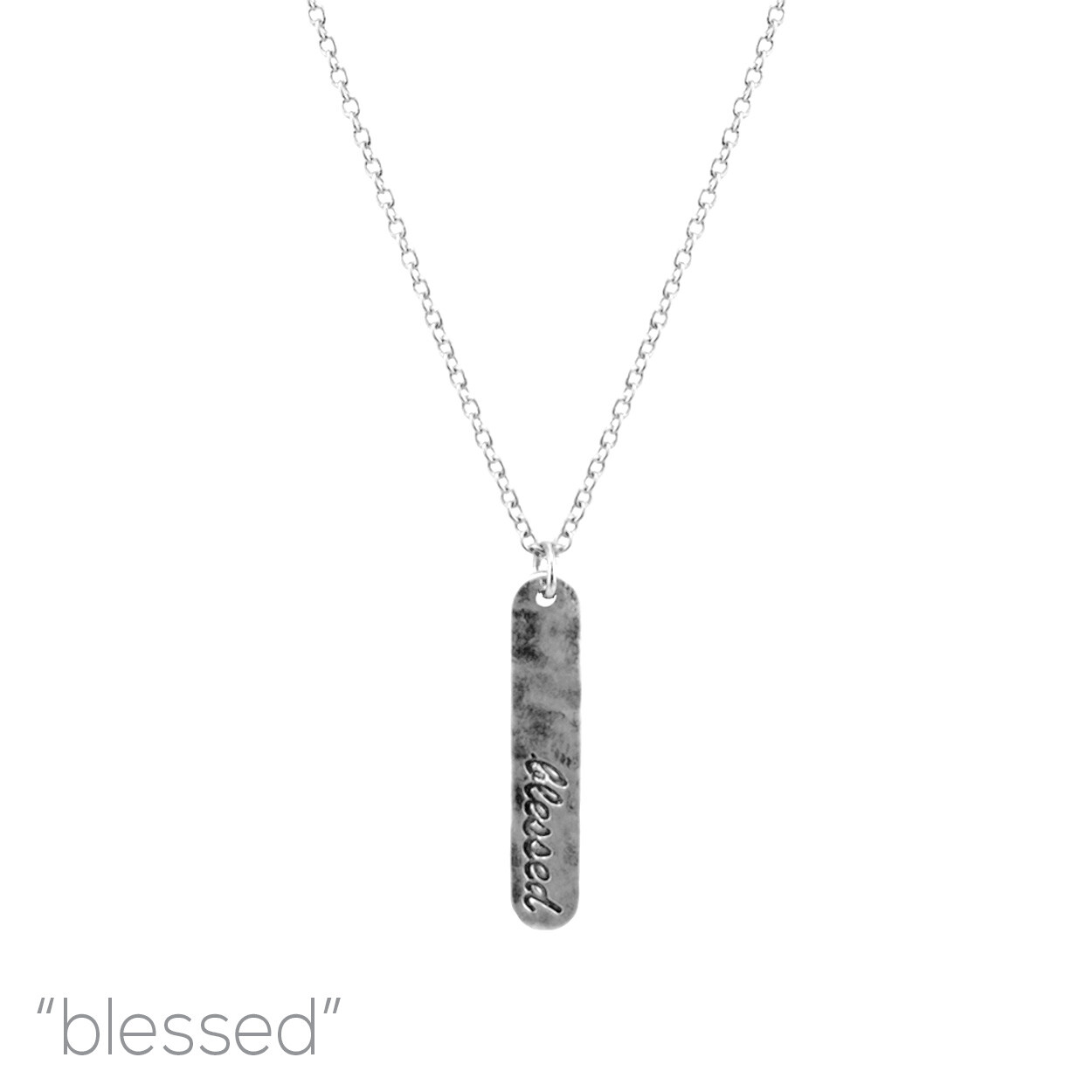 Blessed Vertical Bar Pendant Necklace – Silver or Gold (0.24×1.24in)(16+3in)