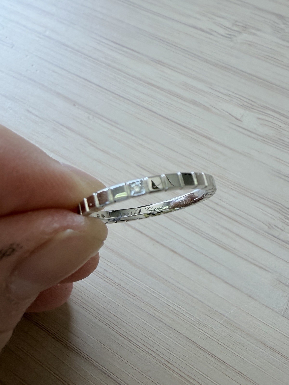 Solid 18K White Gold Custom Ice Cube Ring 1 lap diamond 2 mm Size 6 (52)