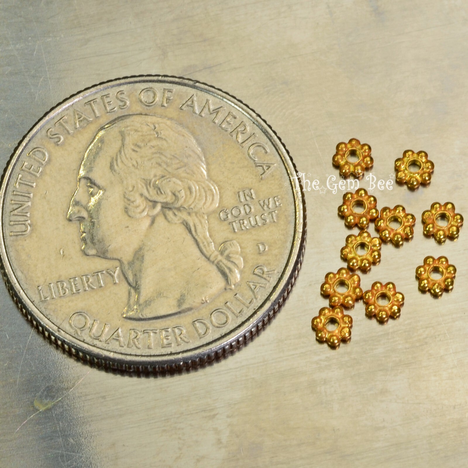 3.25mm 18k Solid Yellow Gold Daisy Spacer Findings (10)