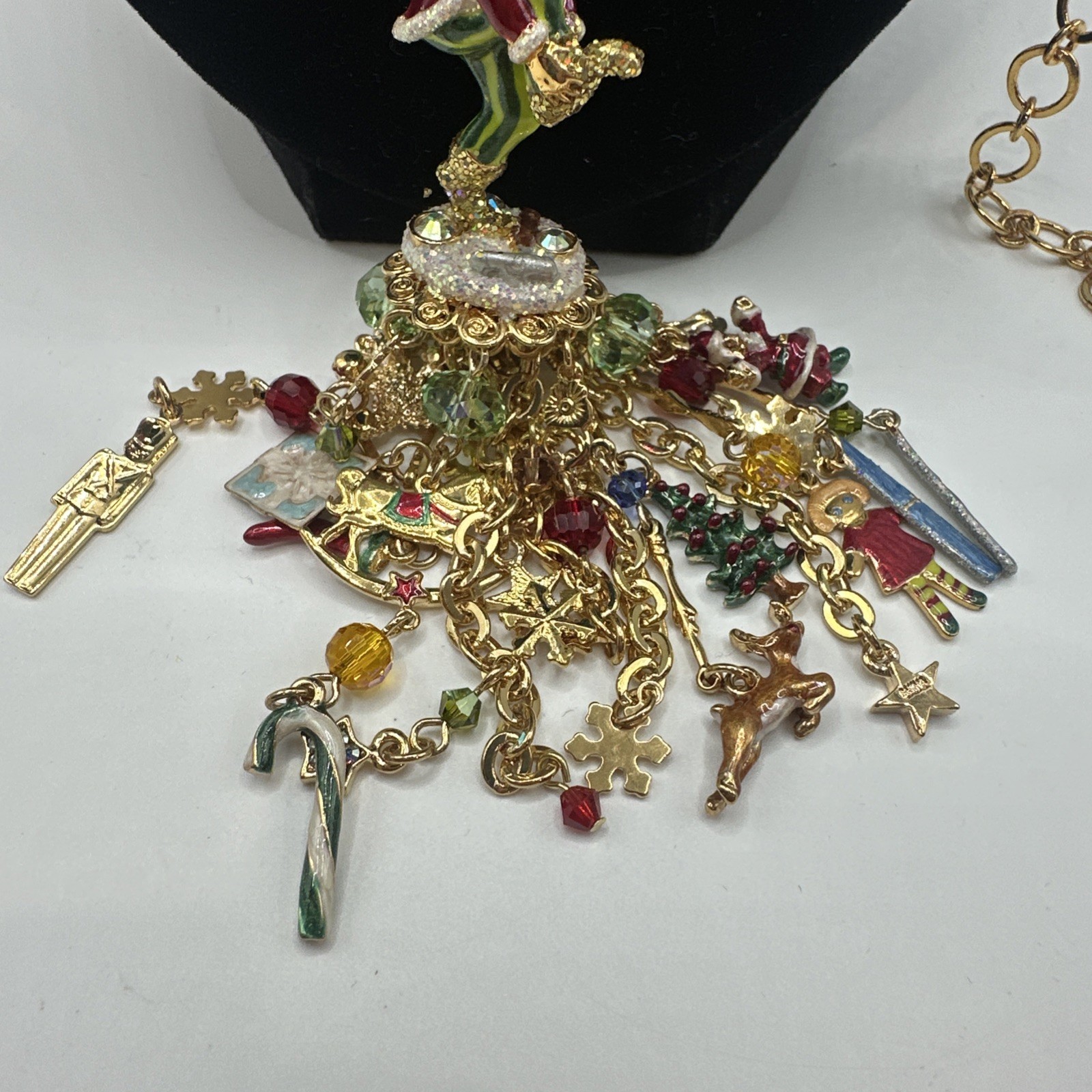 Kirks Folly Brass/Gold-Tone “Ouch the Elf” Red Bead Necklace 29 1/2″ Necklace