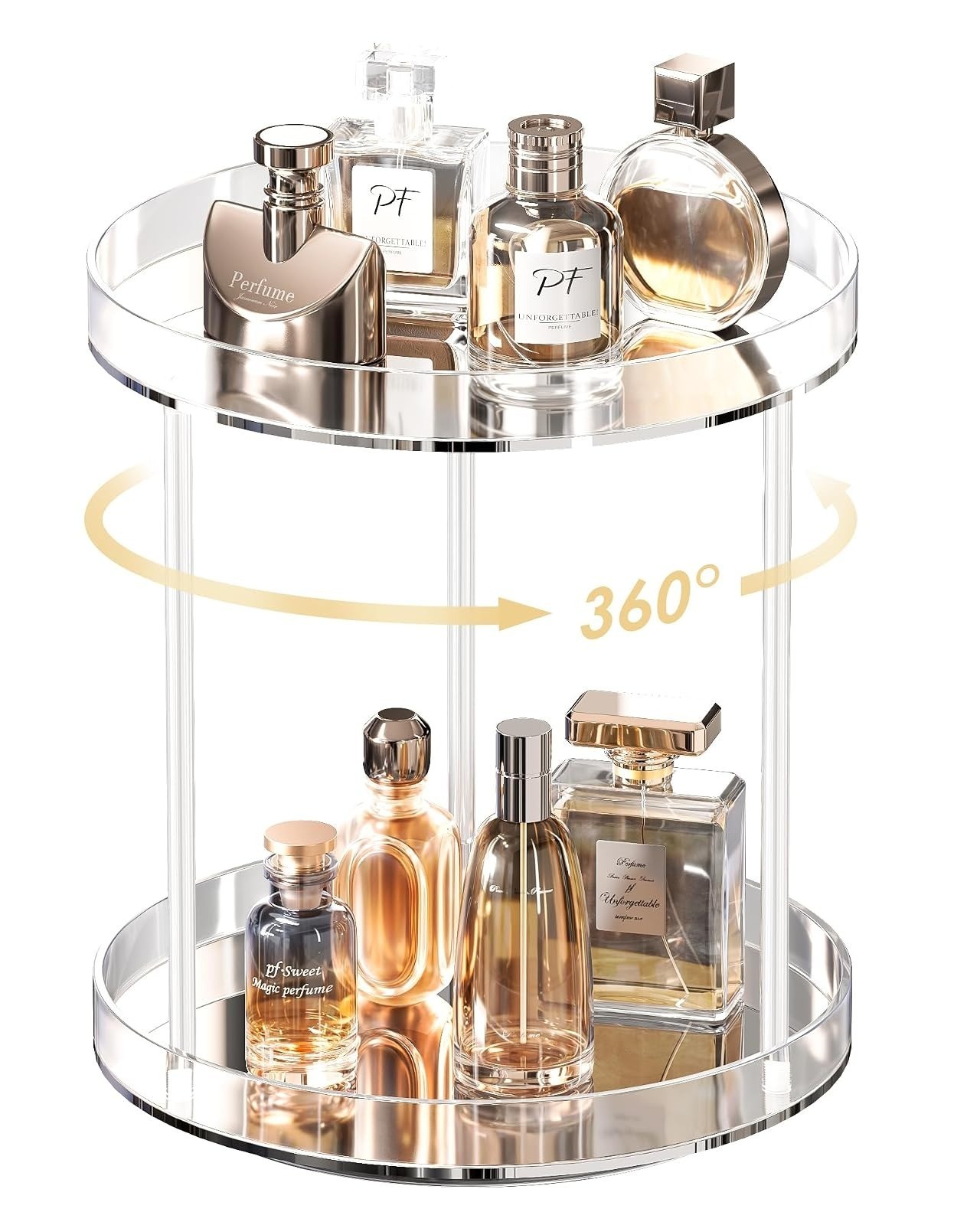 Lolalet 360° Rotating Acrylic Perfume Organizer – 2 Tier Display Rack