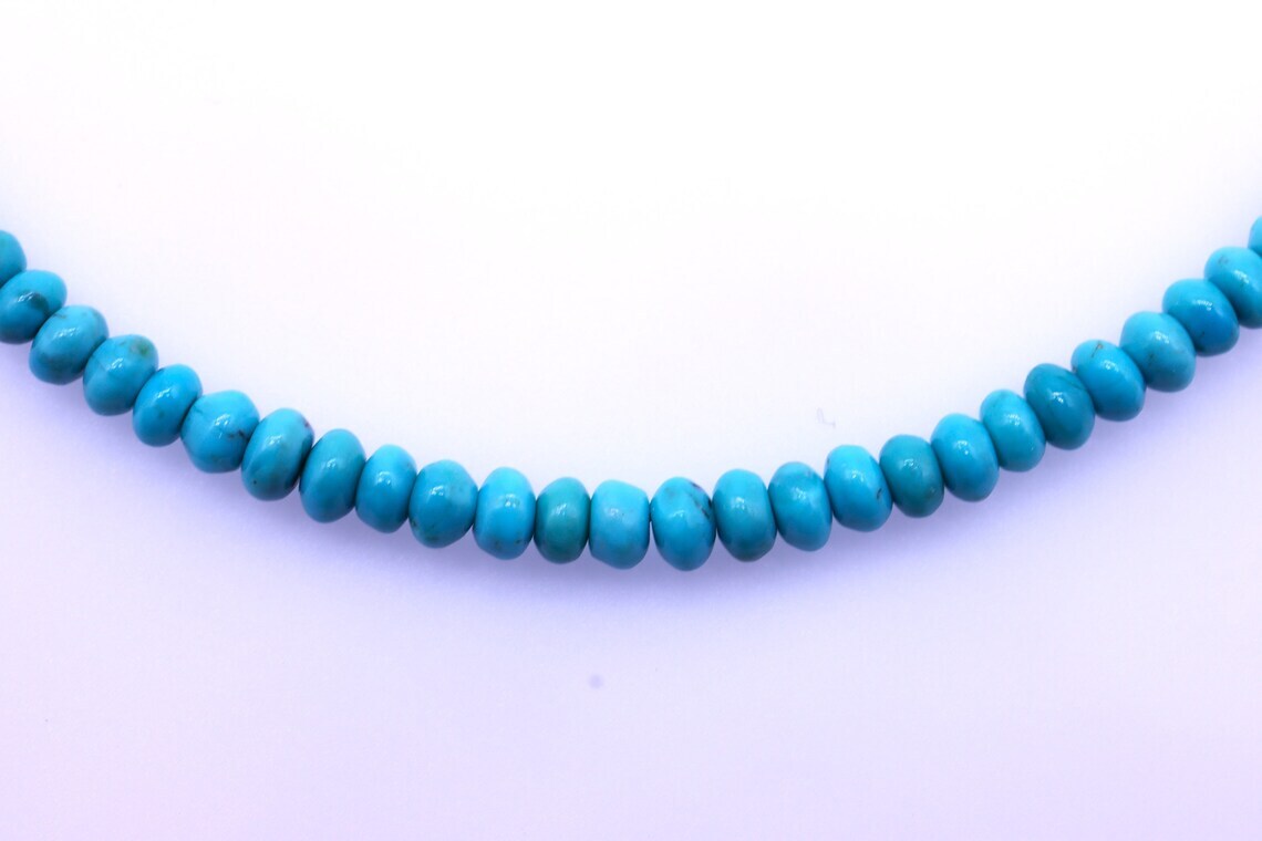 Blue Green Small Seed Bead Arizona Turquoise Necklace, Tiny Delicate Dainty 3mm