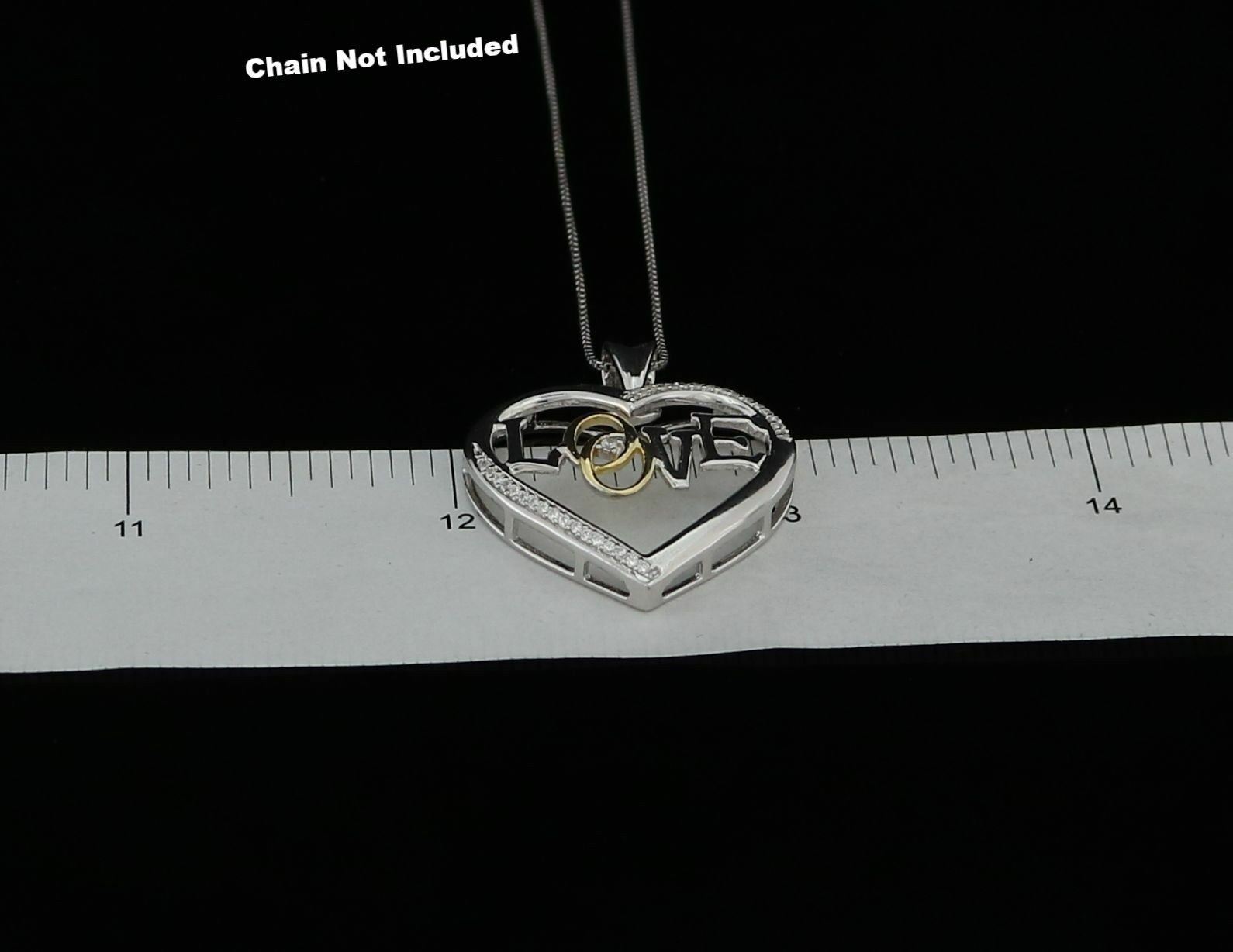 Special 925 White Sterling Silver Heart Pendant with 0.00ct Cubic Zirconia