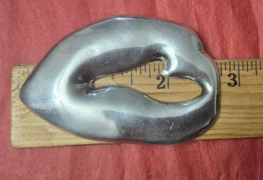925 Sterling Silver Large 2 3/4 x 1 3/4″ Broken Heart? Pendant 24 Grams