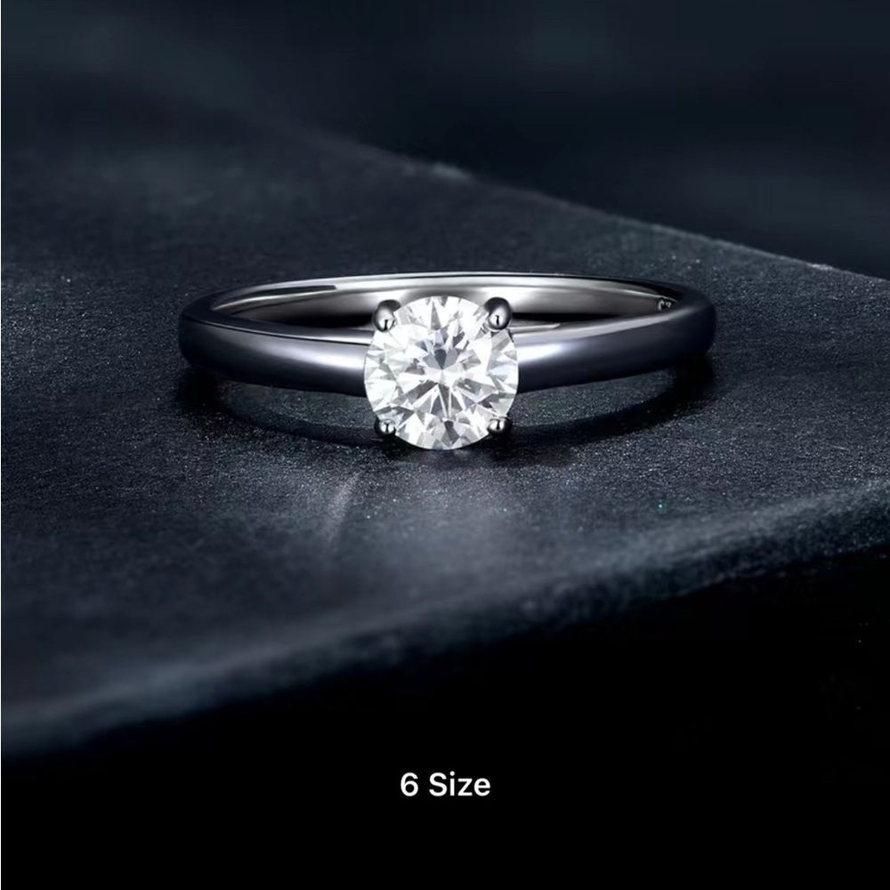 0.6ct Certified Moissanite Promise or engagement Ring 14K over 925 silver size 7