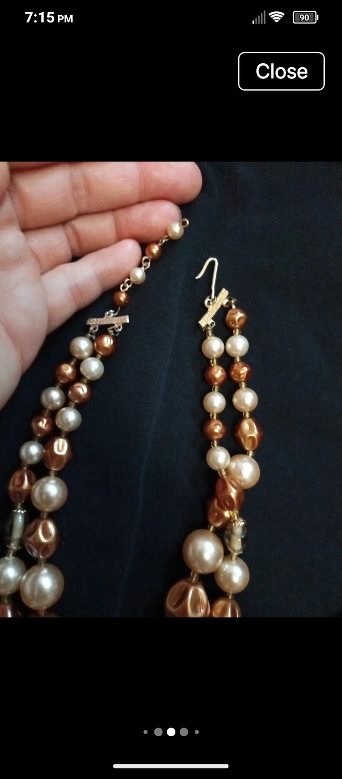 Vintage Double Layer Vintage Cream & Champagne Color Necklace