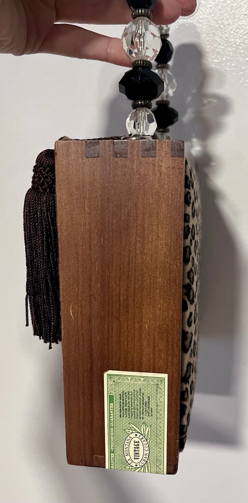 Leopard Theme Wooden Jewelry Box, Lined Rectangular Ring Storage, Brown/Black