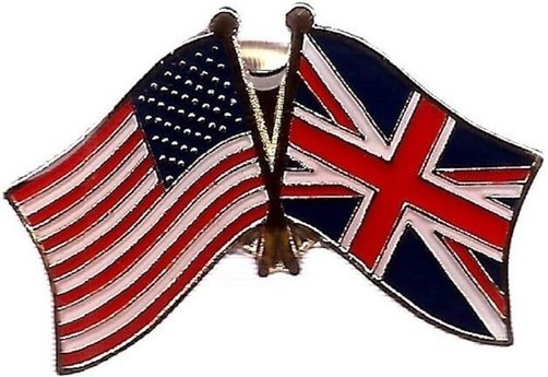TRADEWINDS USA and UK United Kingdom Crossed Friendship Flag Enamel Lapel Pin