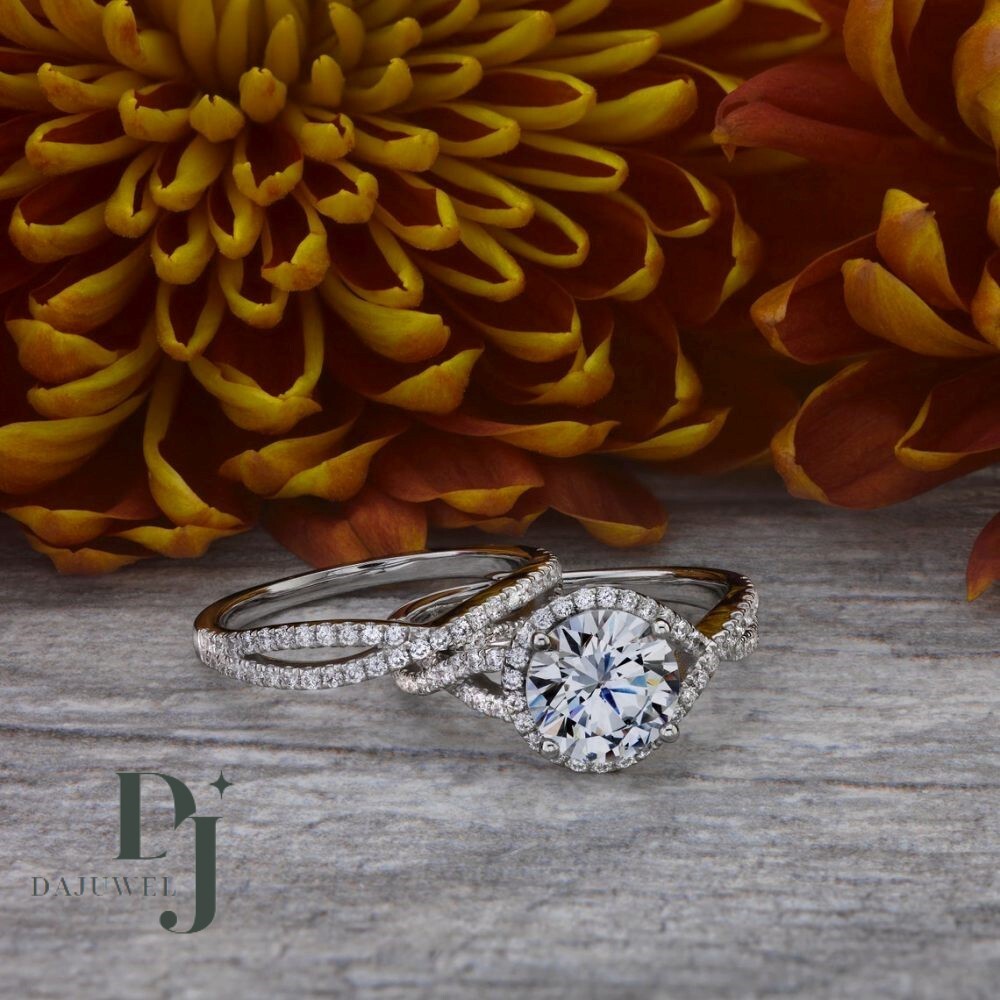 3 CT Round Cut Moissanite Bridal Set Engagement Ring Solid 14K White Gold VVS1