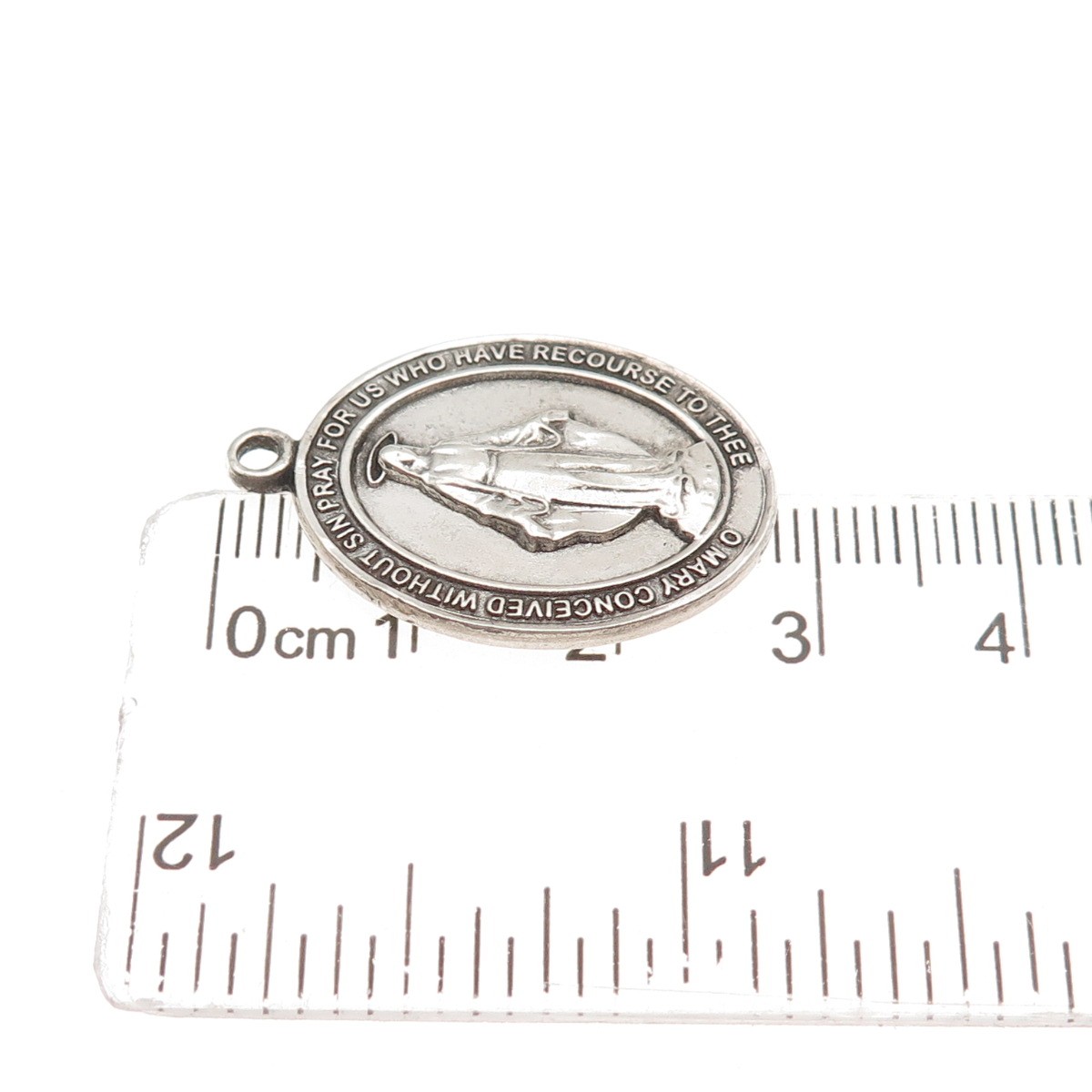 BLISS 925 Sterling Silver Antique Art Deco St. Mary Miraculous Medal Pendant
