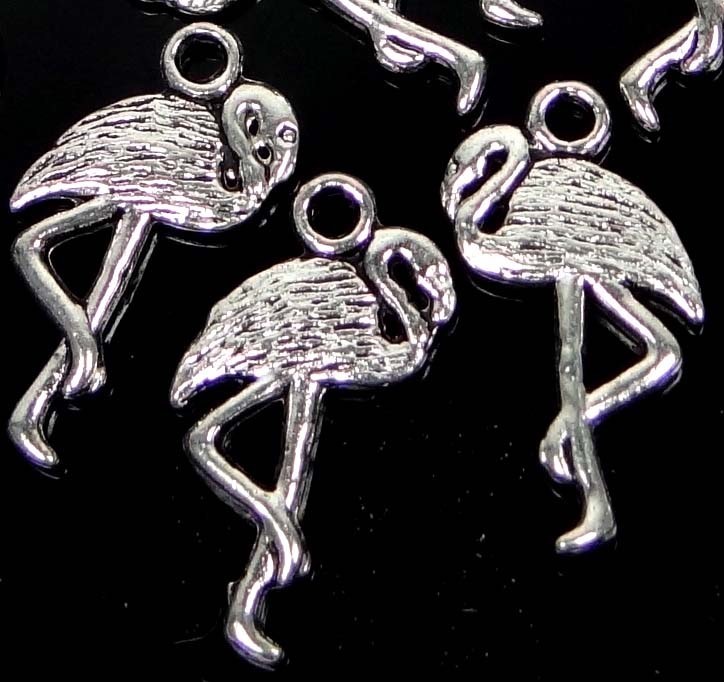 10 Flamingo Charms Pendant Antique Silver Pewter Crane Pendant 24x12mm