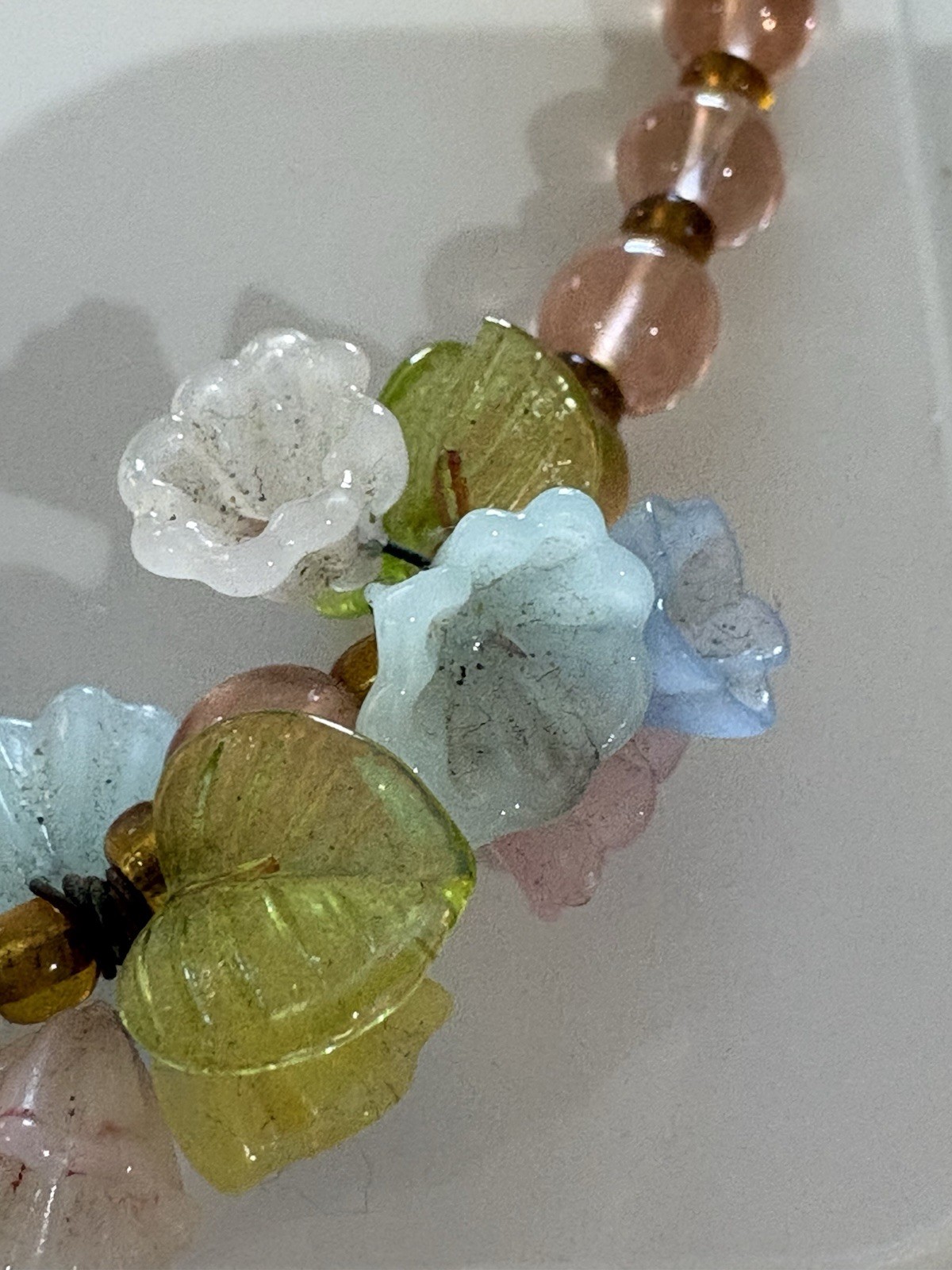 Vintage Italian Venitian Flower Necklace Pink Color
