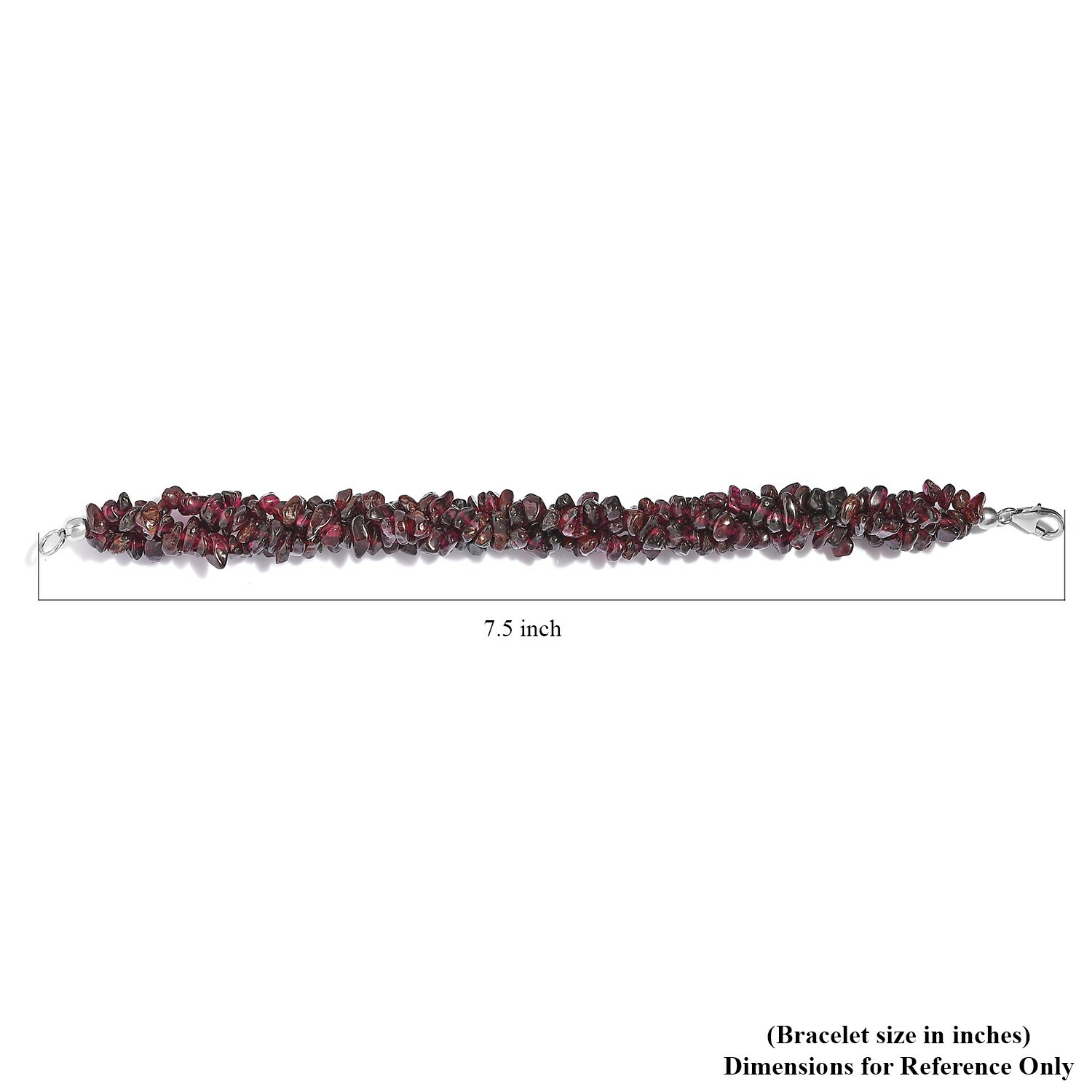 144ctw Rhodolite Garnet Three-row Chips Bracelet Platinum Plated 7.25″